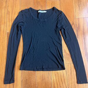 Michael Stars Long Sleeved Black Tee Shirt One Size Cotton Casual Neutral Soft